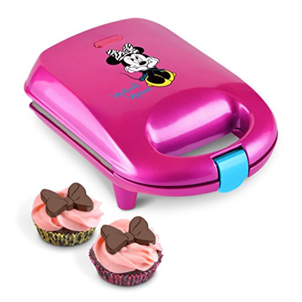 Disney Minnie Mouse Mini Cupcake Maker with Liners by Select Brands - with 100 Liners for Baking - Includes Candy Bow Mold & Recipes - Makes 4 Mini Cupcakes