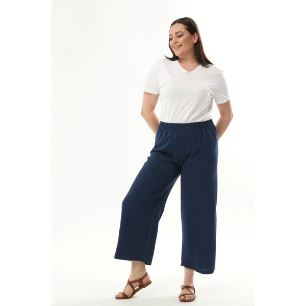 Dival Tesettür Kadın Indigo Beli Lastikli Büyük Beden Ayrobin Pantolon Bayan Jeans / Kot Pantolon Fiyatı