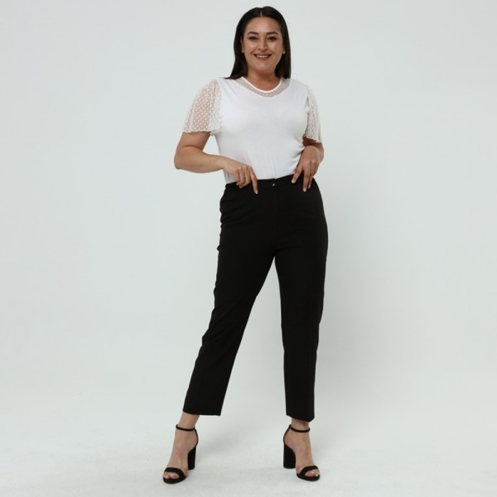 Dival Tesettür Kadın Siyah Beli Lastikli Büyük Beden Dabıl Kumaş Pantolon Bayan Jeans / Kot Pantolon Fiyatı