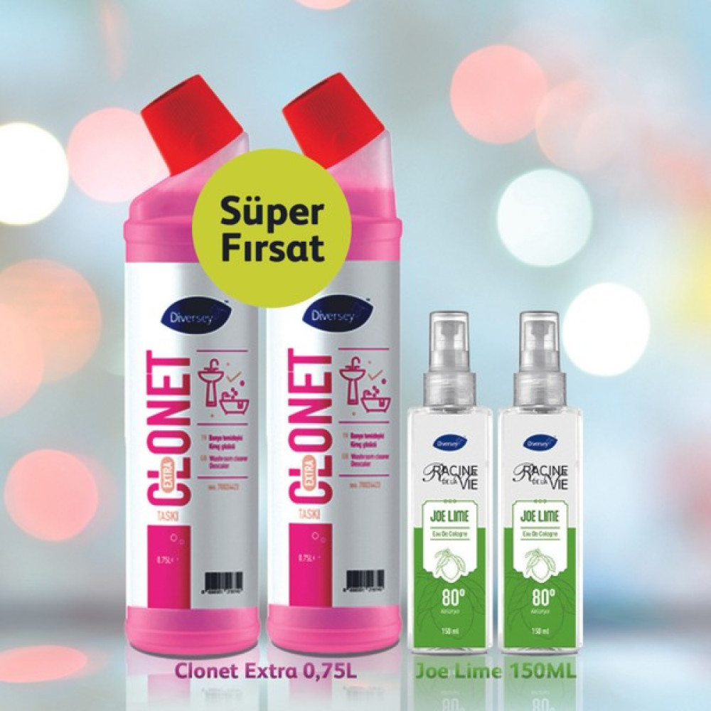 Diversey Clonet Extra Kireç Çözücü Banyo Temizleyici 2 Adet 750 ml ve Diversey 150 ml 2 Adet + Sprey Kolonya Temizlik Malzemeleri Fiyatı