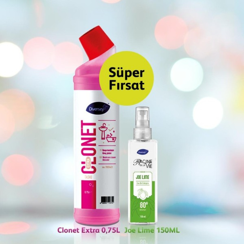 Diversey Clonet Extra Kireç Çözücü Banyo Temizleyici 750 ml ve Diversey 150 ml Sprey + Kolonya Temizlik Malzemeleri Fiyatı