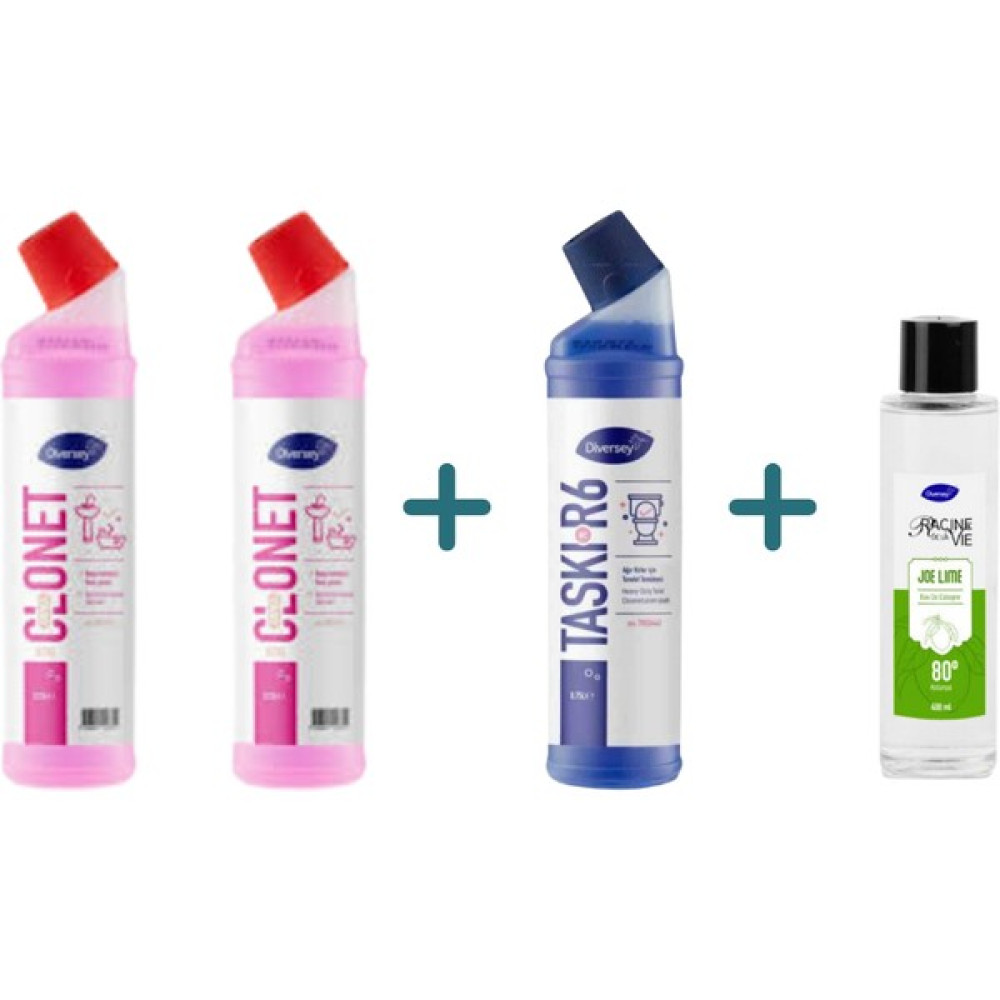 Diversey Clonet Kireç ve Banyo Temizleyici 2 Adet 750 ml + 1 Adet Taski R6 750M ve Diversey 400 ml + Lime Kolonya Temizlik Malzemeleri Fiyatı