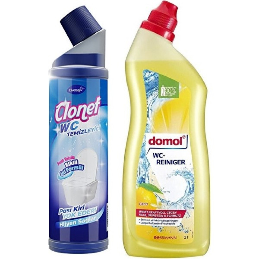 Diversey Clonet Klozet Temizleyici 750 ml + Domol Tuvalet Temizleyici Jel 1000 ml Temizlik Malzemeleri Fiyatı