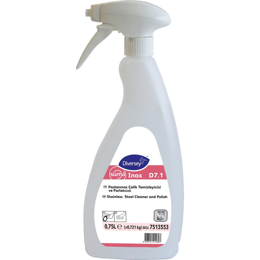 Diversey Suma Inox D7.1 750 ml Ankastre ve Paslanmaz Çelik Temizleyicisi Parlatıcısı Temizlik Malzemeleri Fiyatı