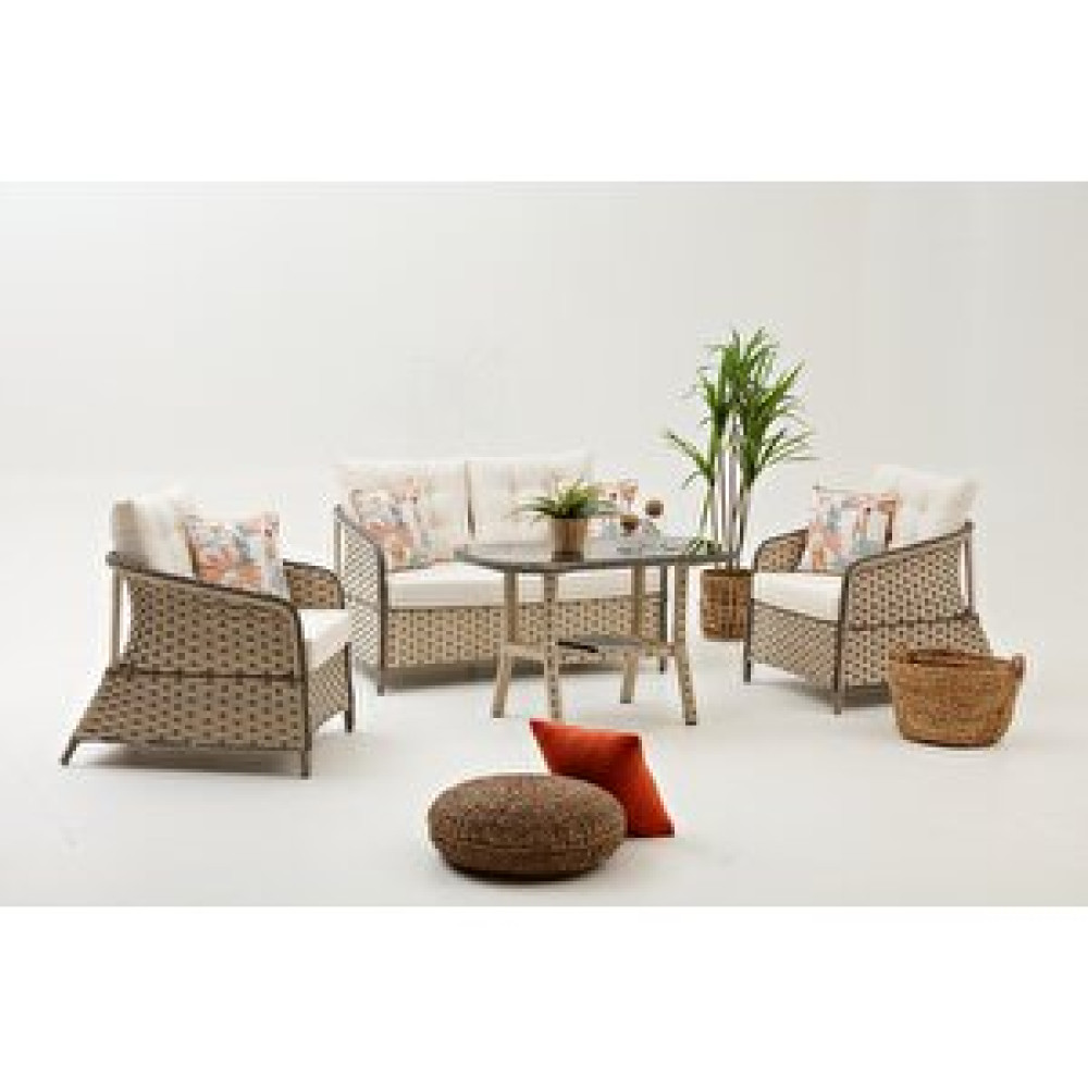 Divona Home Area Rattan Bahçe Oturma Grubu (2+1+1+s) Bahçe Mobilyası Takımı Fiyatı