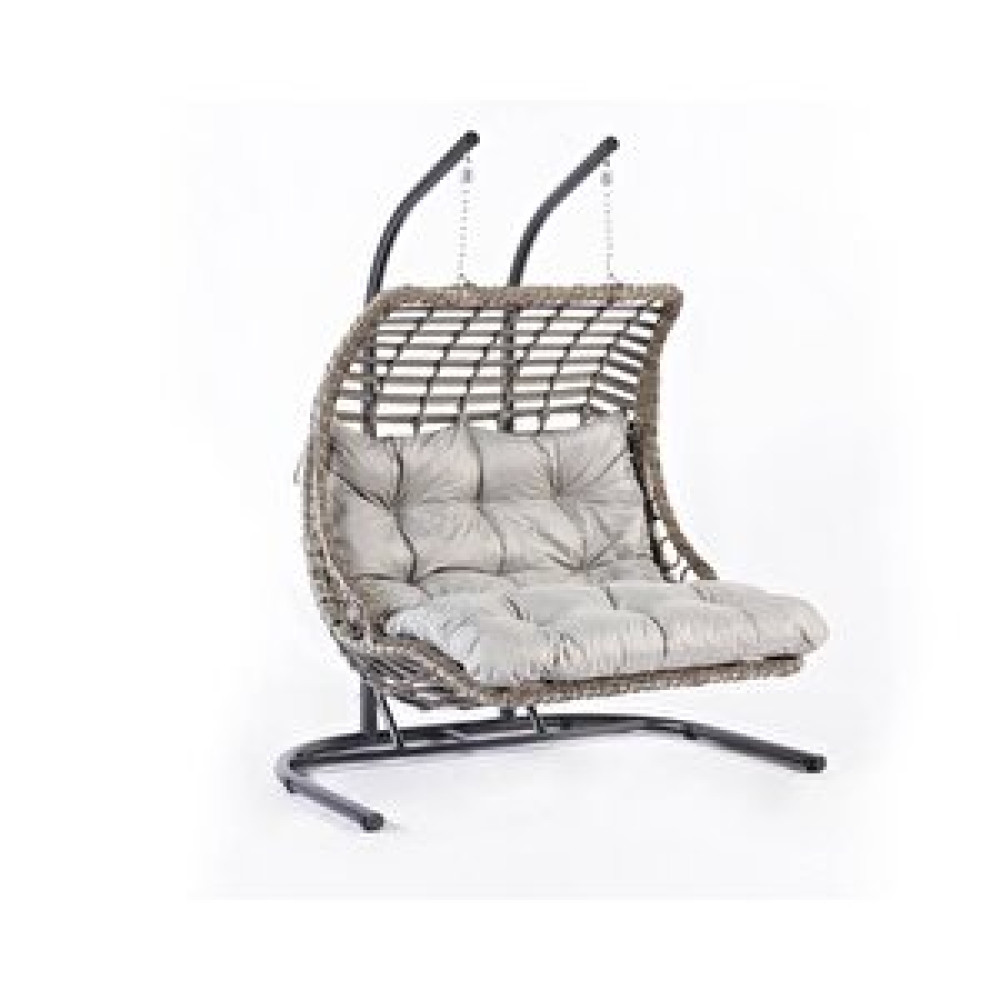 Divona Home Capri Double Bodrum Rattan Bahçe Balkon Salıncağı Gri Bahçe Salıncağı Fiyatı