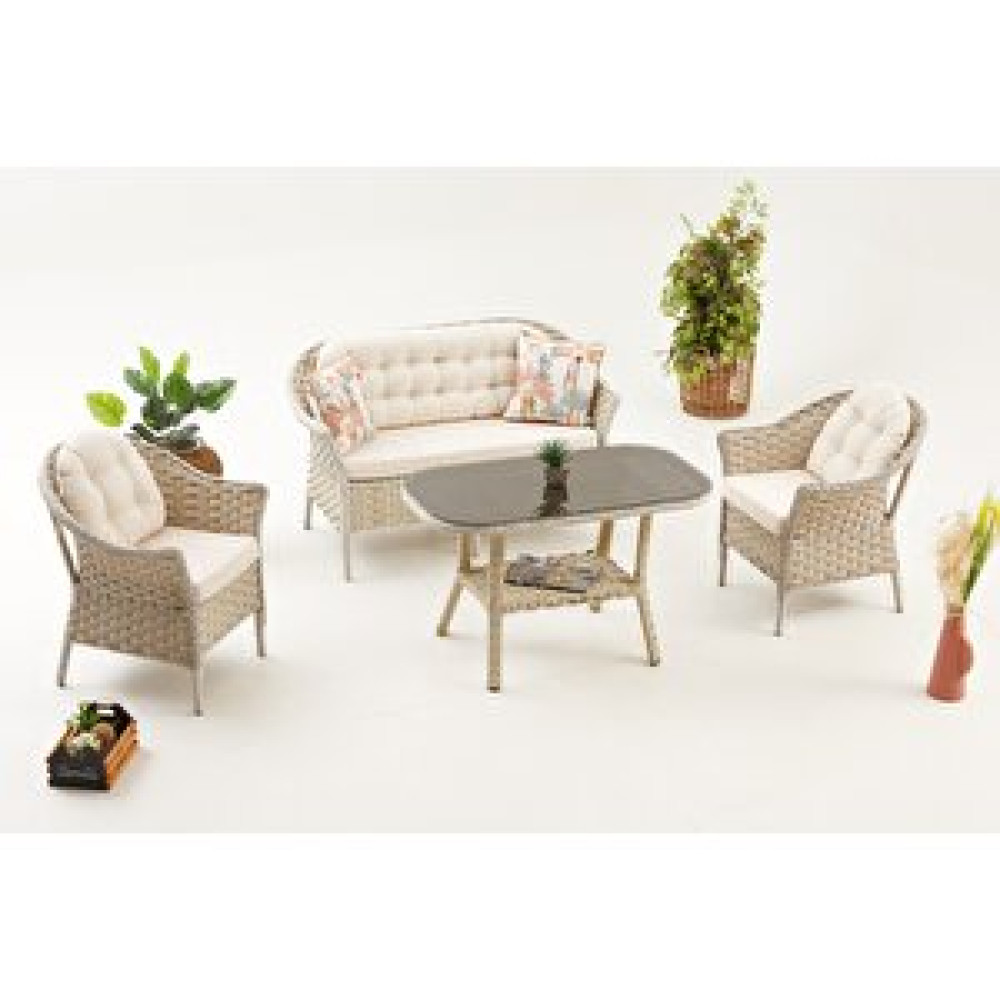 Divona Home Luna İkili Rattan Sehpalı Bahçe Koltuk Takımı 761 Bahçe Mobilyası Takımı Fiyatı