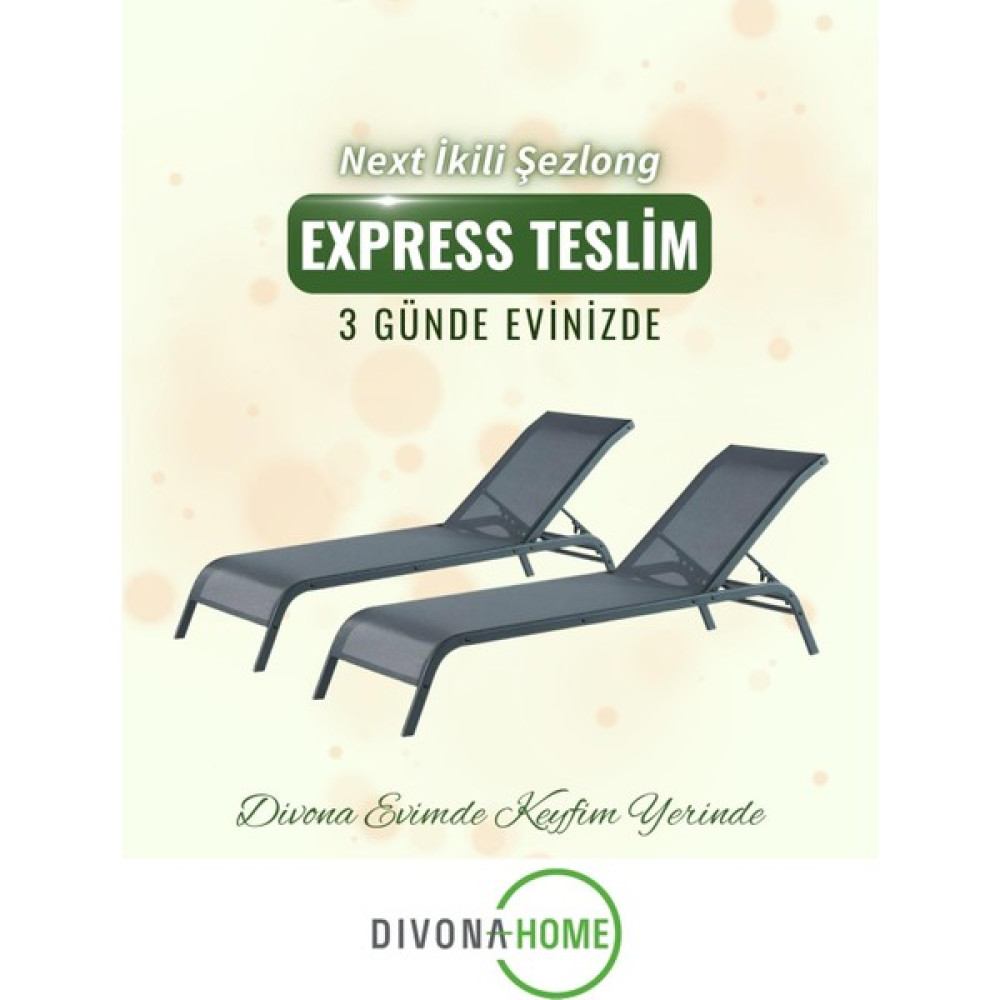 Divona Home Next Alüminyum Şezlong Ikili Set Express Teslimat - Antrasit Şezlong Fiyatı
