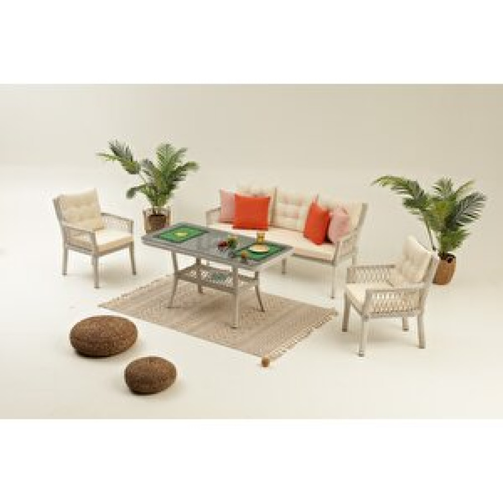 Divona Home Pure Rattan Bahçe Oturma Grubu (3+1+1+s) Bahçe Mobilyası Takımı Fiyatı