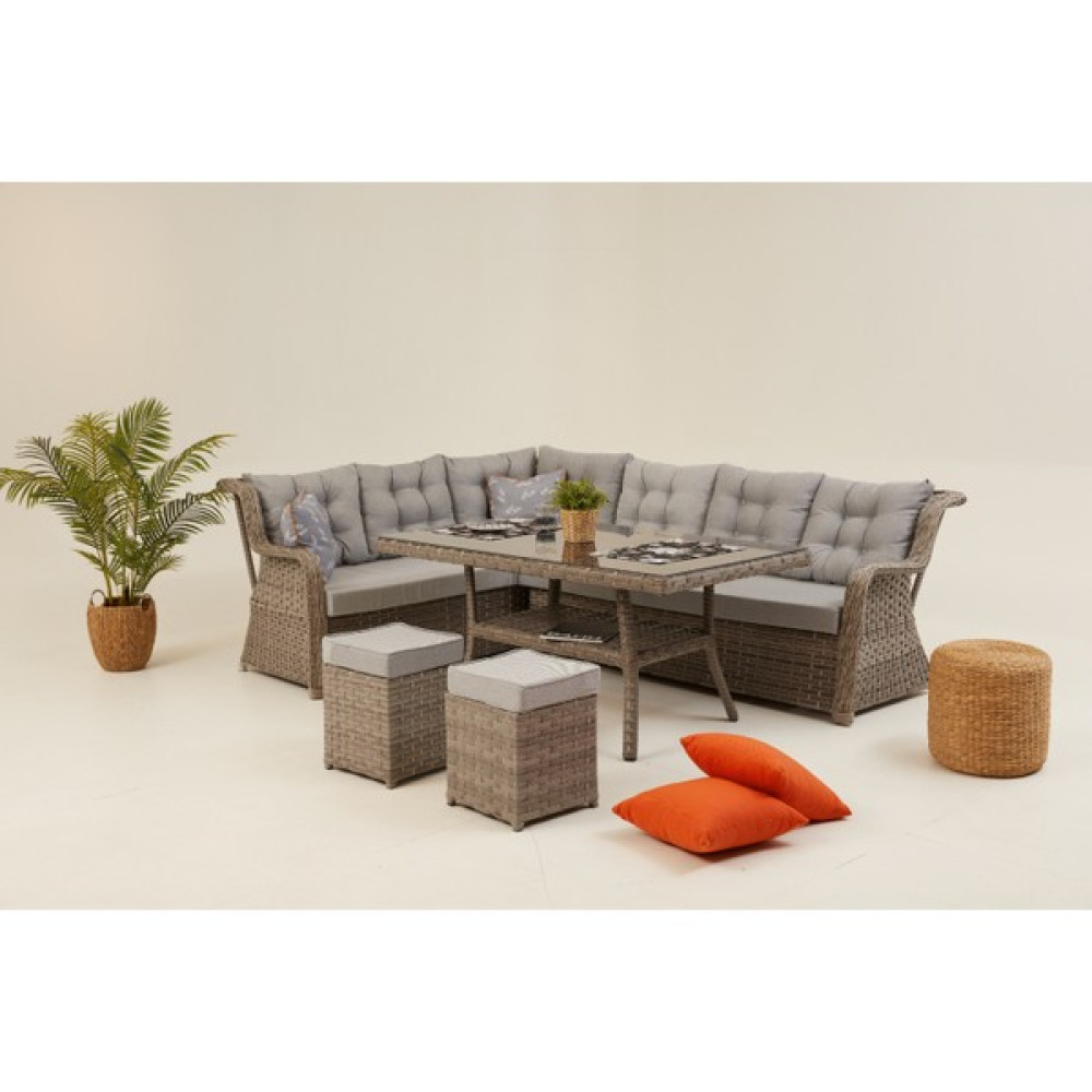 Divona Home Vivaldi Rattan Bahçe Köşe Takımı - Gri Bahçe Mobilyası Takımı Fiyatı