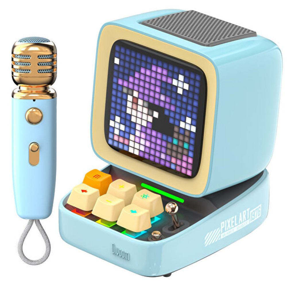 Divoom Ditoo Mic Piksel Ekranlı Karaoke Mikrofonlu Mavi Bluetooth Hoparlör Bluetooth Hoparlör Fiyatı