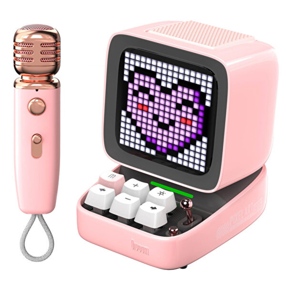 Divoom Ditoo Mic Piksel Ekranlı Karaoke Mikrofonlu Pembe Bluetooth Hoparlör Bluetooth Hoparlör Fiyatı