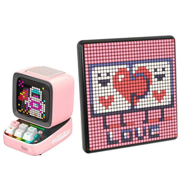 Divoom Ditoo Pro Pembe Bluetooth Hoparlör ve Pixoo Max Led Ekran Seti Bluetooth Hoparlör Fiyatı