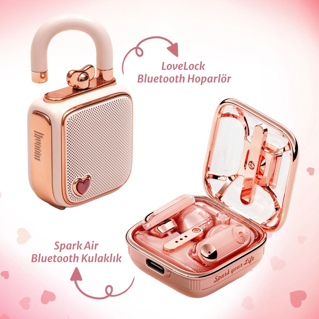 Divoom Lovelock Kayıt Özellikli Bluetooth Hoparlör ve Spark Air Tws Kulaklık Hediye Seti - Pembe Bluetooth Hoparlör Fiyatı