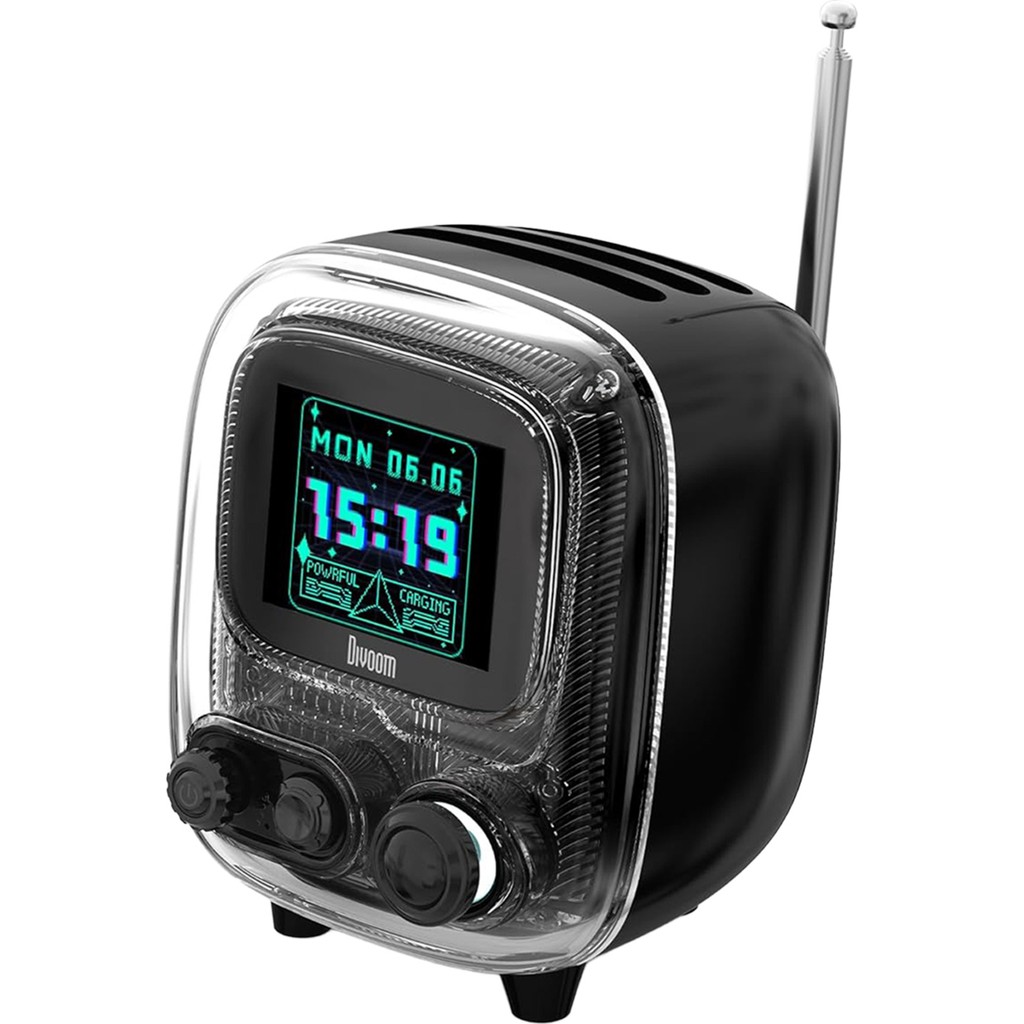 Divoom Tiivoo-2 Fm Radyolu Mini Bluetooth Hoparlör, Kablosuz Piksel Ekranlı Retro Taşınabilir Ses Bombası, Siyah Bluetooth Hoparlör Fiyatı