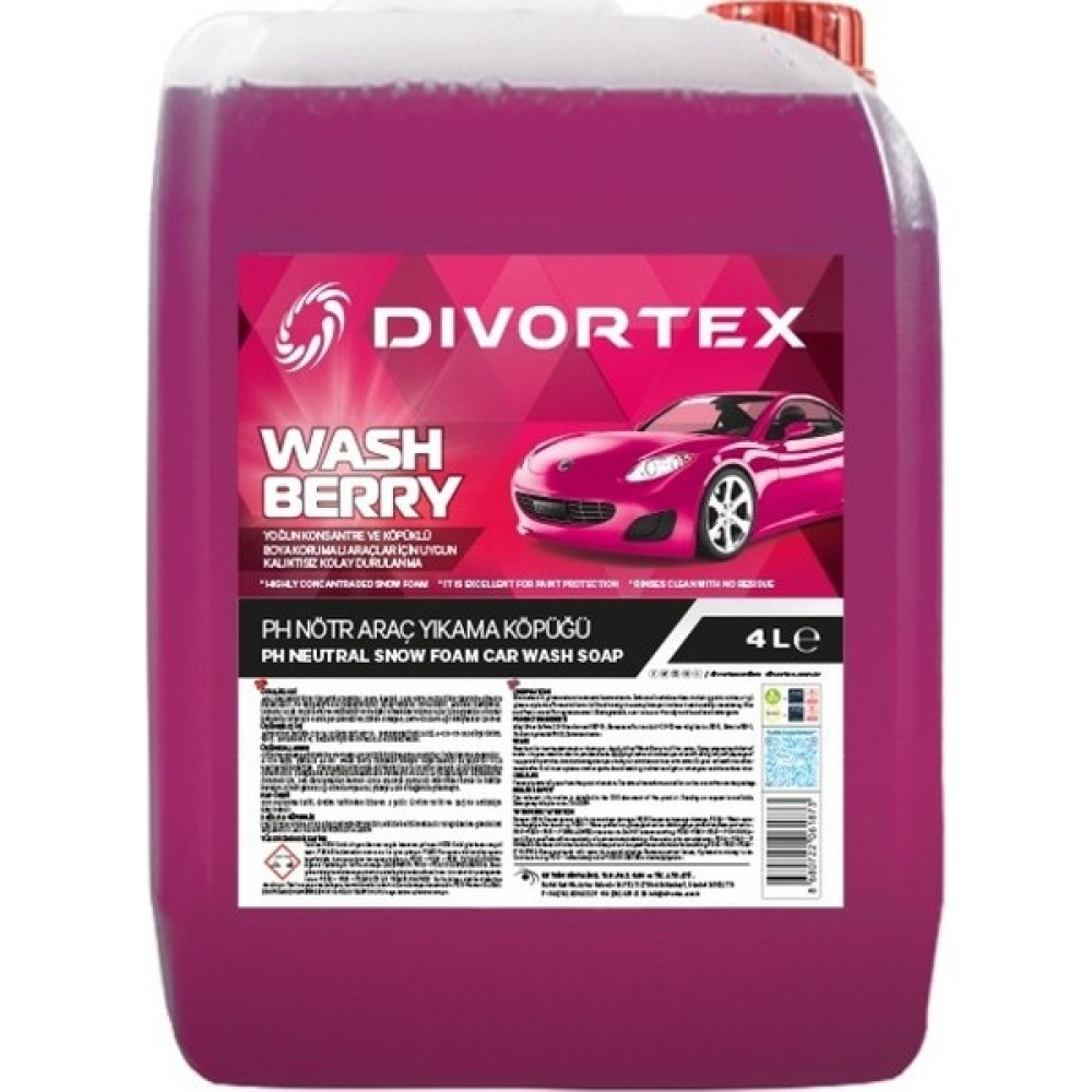Divortex WashBerry Ph Nötr Oto Şampuanı 4 Litre Oto Yıkama Ürünleri Fiyatı