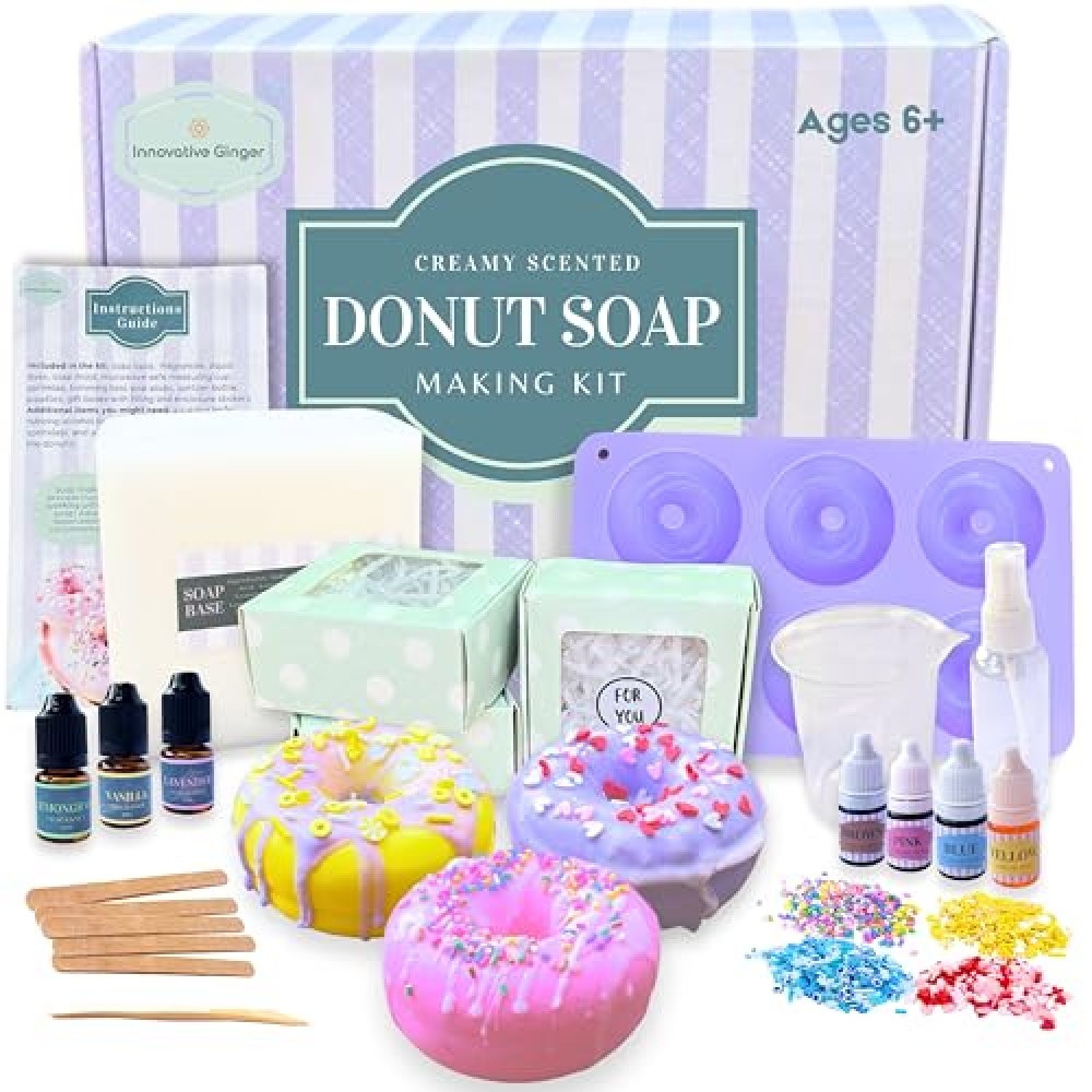 DIY Donut Soap Making Craft Kit for Kids, Teens, and Adults - Fun, Easy, Creative - Large Soap Donuts - Perfect Birthday & Holiday Gift - Unique, Mess-Free, All-In-One Kit - Loved by All Ages!