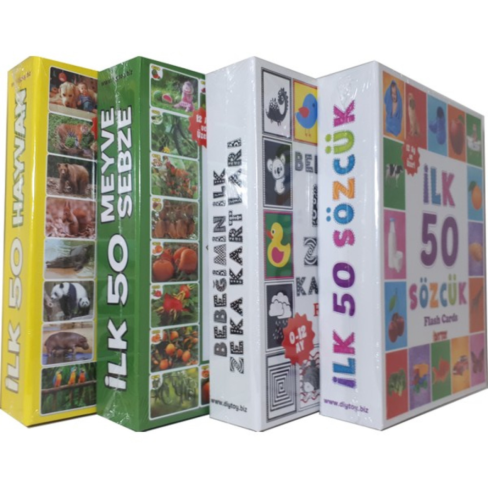 Diy-Toy 4'lü Eğitim Seti (İlk 50 Sözcük + İlk 50 Hayvan + İlk 50 Sebze Meyve + Bebeğimin İlk Zeka Kartları) Bebek Oyuncakları Fiyatı
