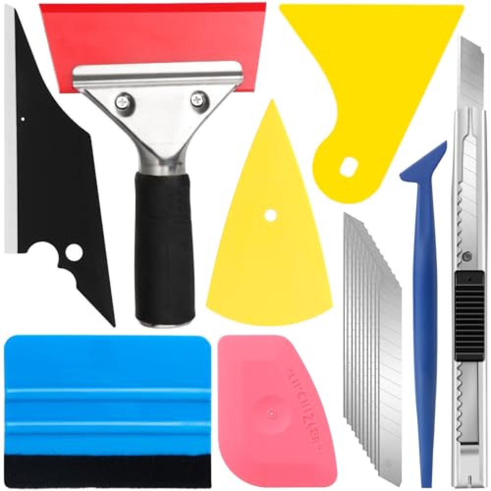 DIYSELF 18 Pcs Window Tint Kit, Vinyl Wrap Tool Kit - Professional Window Tint Tools & Squeegee for Vinyl - Complete Car Wrap Kit & Tint Kit for Car Wrap, Stained Glass Window Film, Wallpaper