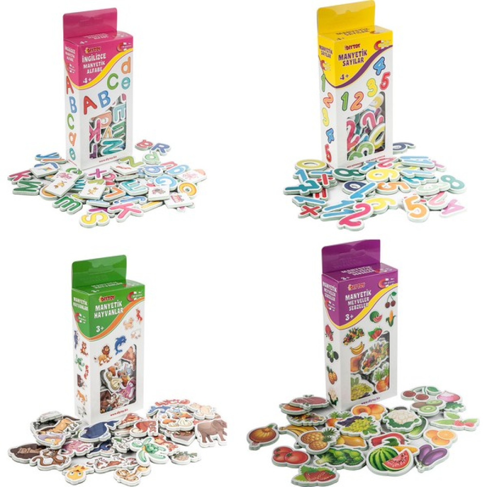 Diytoy Eğitici Manyetik Eğitim Seti İngilizce Alfabe Harfler + Sayılar + Hayvanlar + Meyveler ve Sebzeler Eğitici Oyuncak Fiyatı