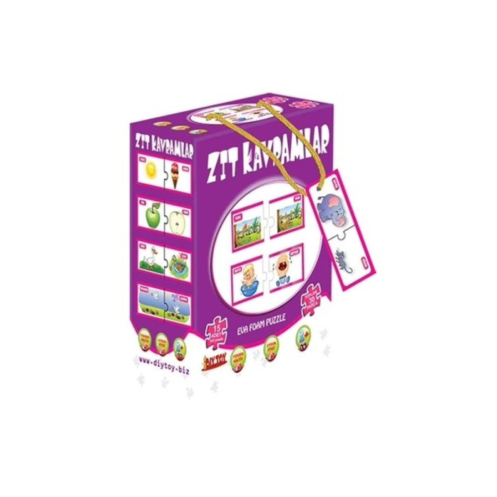 Dıytoy Zıt Kavramlar 15 Adet 2'li Puzzle Okul Öncesi Eğitici & Öğretici Kitaplar Fiyatı