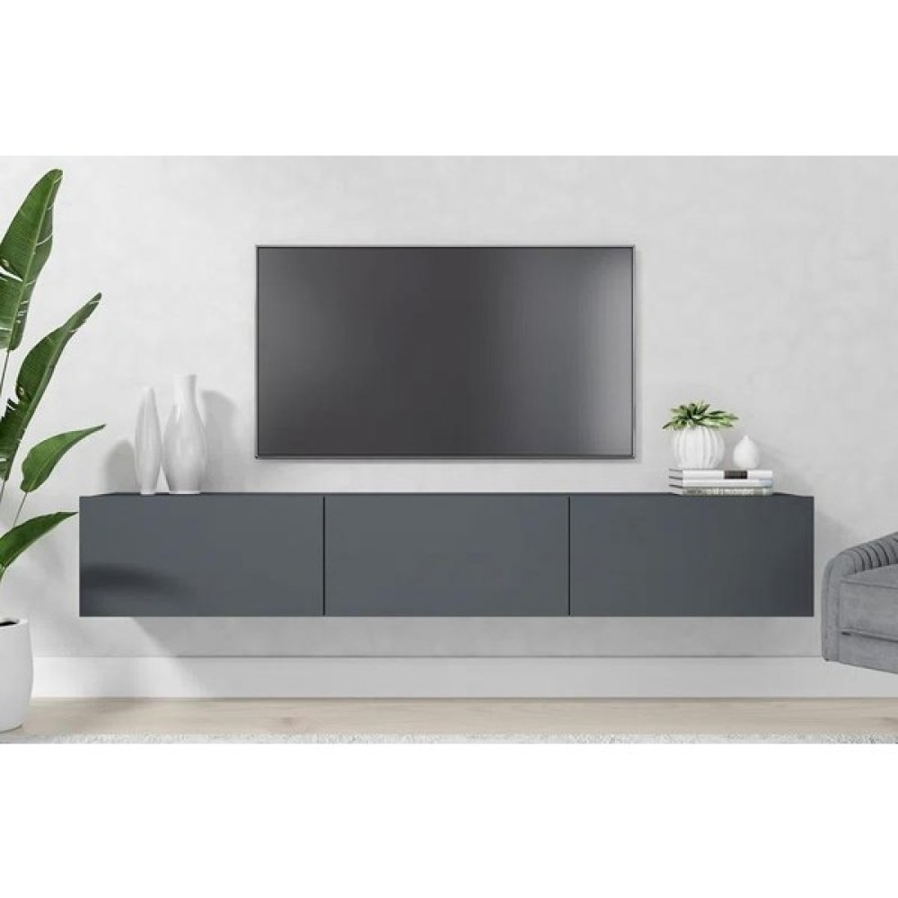 Dizayn Beliz Tv Ünitesi Tv Sehpası Alt Modül Gri 200 cm Mdf Tv Ünitesi / Sehpası Fiyatı