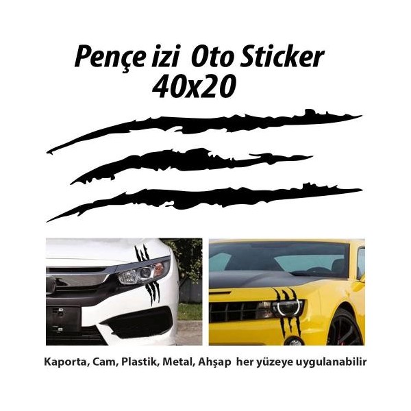 Dizayn Hediye Monster Canavar Pençe İzi Uzun Siyah Sticker - Araba Etiket, Çıkartma - Aksesuar -Modifiye -Arma Diğer Fiyatı