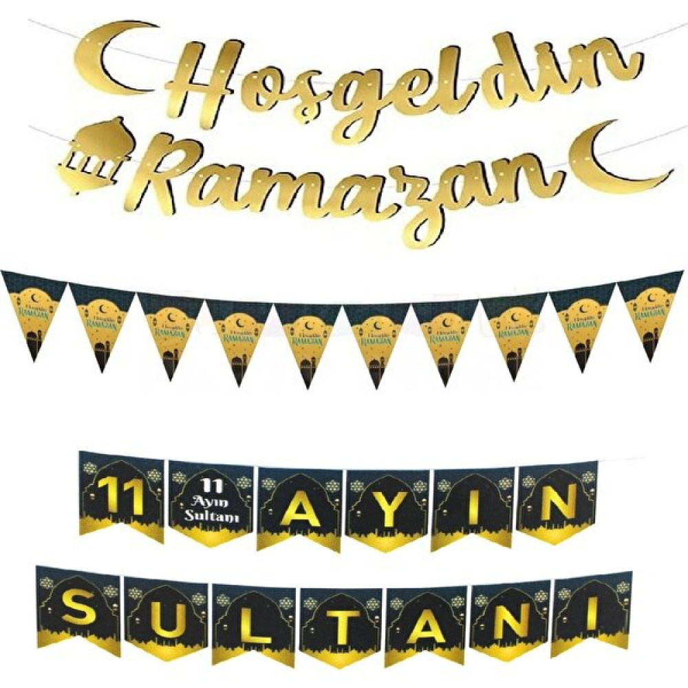 Dizayn Parti Evi Hoşgeldin Ramazan Kaligrafi Gold Banner 2 Metre Flema Hoşgeldin Ramazan Banner Oyuncak Fiyatı