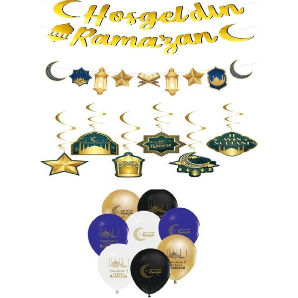 Dizayn Parti Evi Hoşgeldin Ramazan Süsleri Seti Dekoratif Süs Sarlıt Tavan Süs Kaligrafi Banner ve Balon Oyuncak Fiyatı