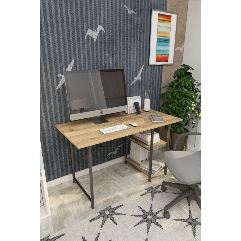 Dizaynmotion Calisma Masasi Ofis Bilgisayar Ders Masasi 2 Rafli 60X120 Çalışma Masası Fiyatı