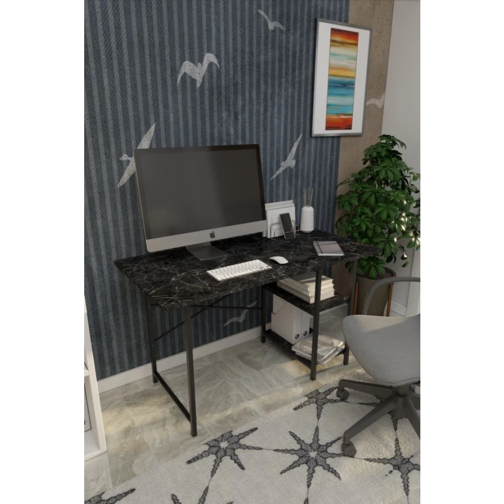 Dizaynmotion Dekoratif Calisma Masasi 2 Rafli 60X120 Çalışma Masası Fiyatı