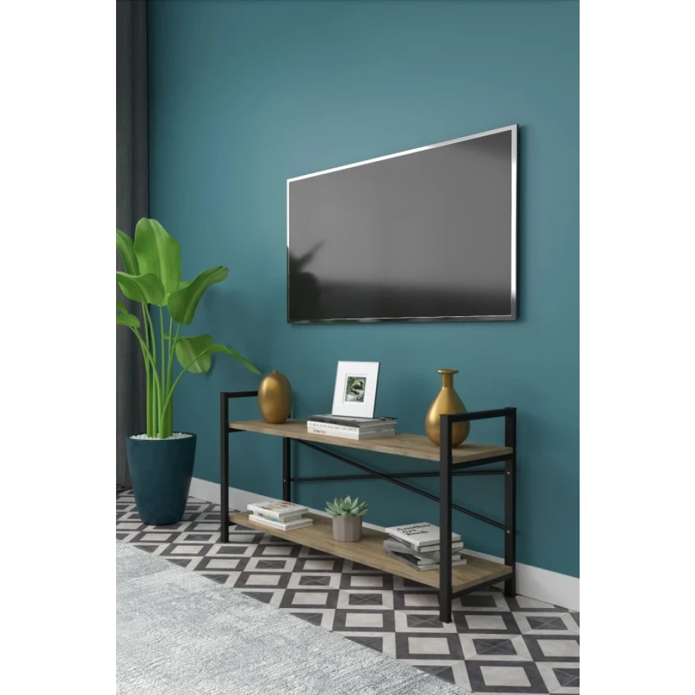 Dizaynmotion Eksen Tv - Metal Dekoratif Moduler Ahsap Tv Unitesi Sehpasi Tv Ünitesi / Sehpası Fiyatı