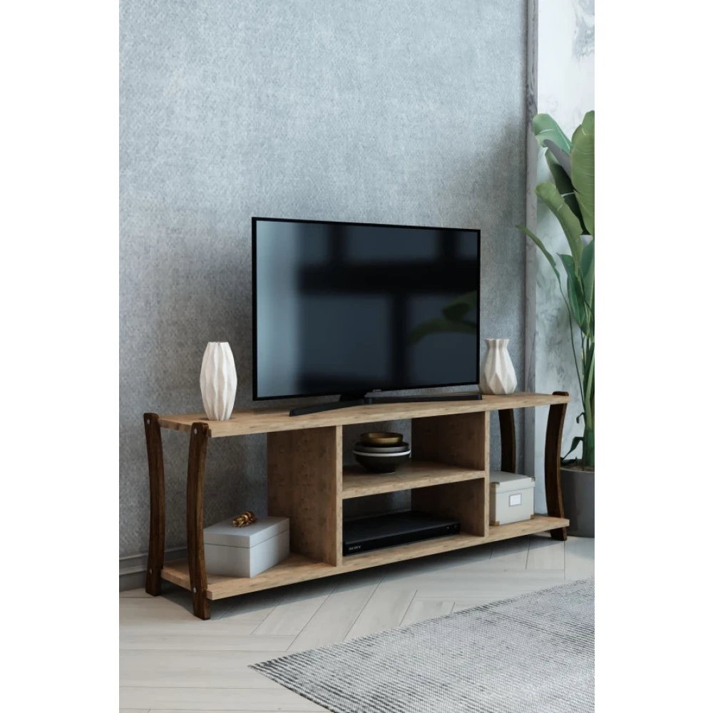 Dizaynmotion Tv Sehpasi Rafli Tv Unitesi Televizyon Sehpasi 120X30 Cam Mila Tv Ünitesi / Sehpası Fiyatı