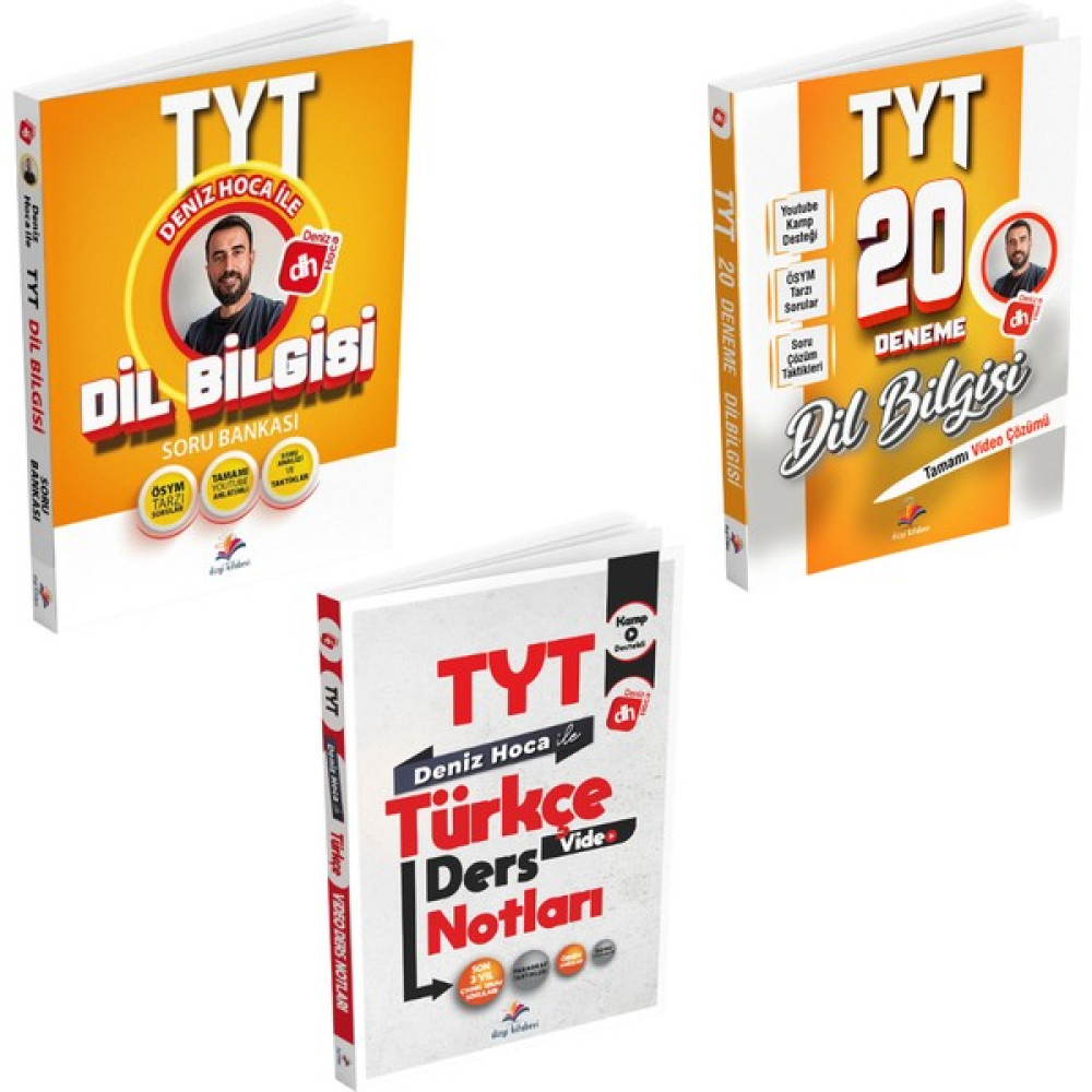 Dizgi Kitap Deniz Hoca Külliyatı Dil Bilgisi Soru Bankası + 20'li Deneme + Türkçe Video Ders Notları Seti 2024 Ders Sınav Kitapları Fiyatı