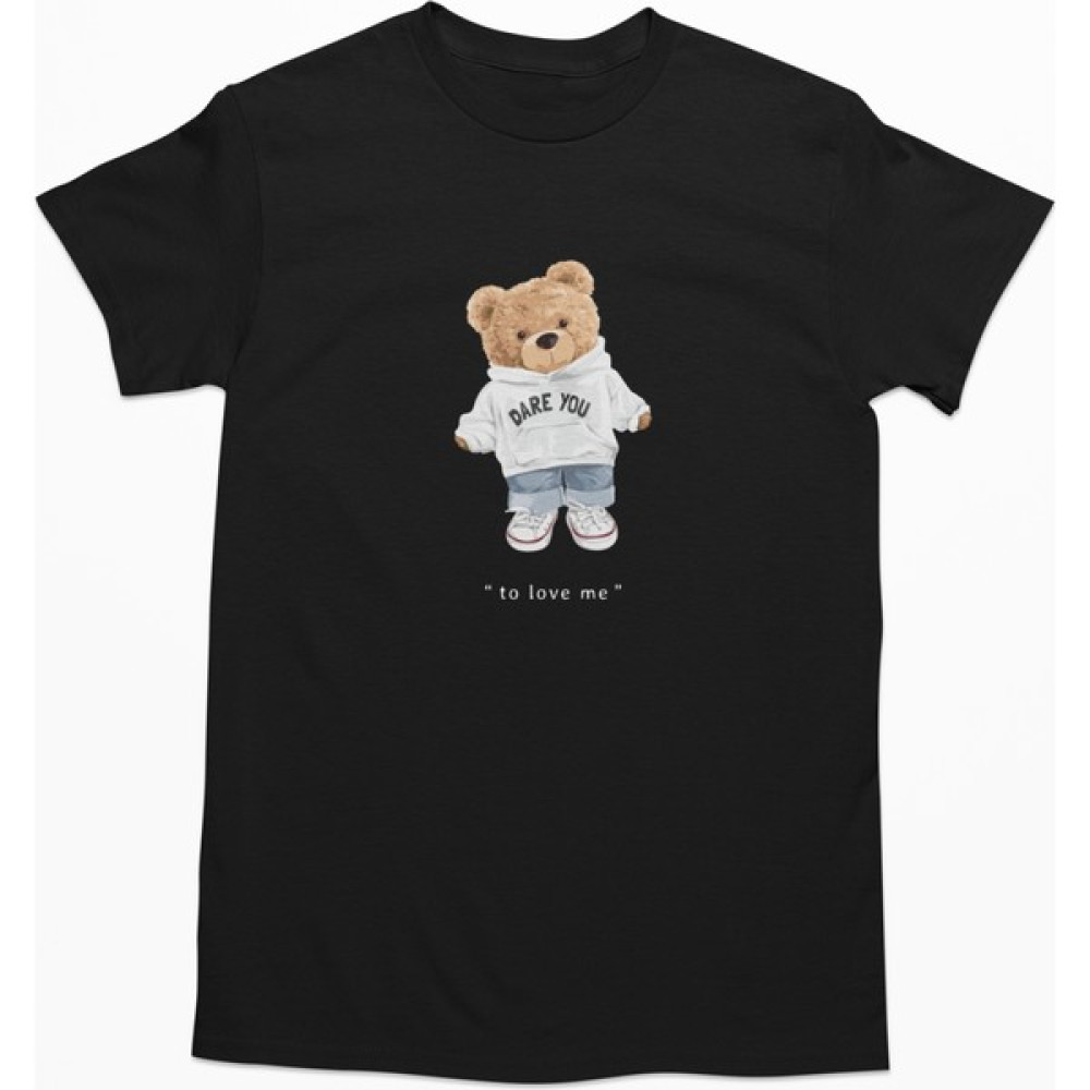 Dk Daksel Siyah Renk Basic Dare You Teddy Bear Baskılı Kadın Tişört DKSB0100 Bayan T-shirt Fiyatı