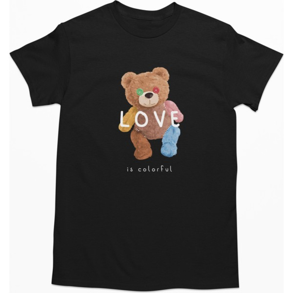 Dk Daksel Siyah Renk Basic Love Teddy Bear Baskılı Kadın Tişört DKSB0106 Bayan T-shirt Fiyatı