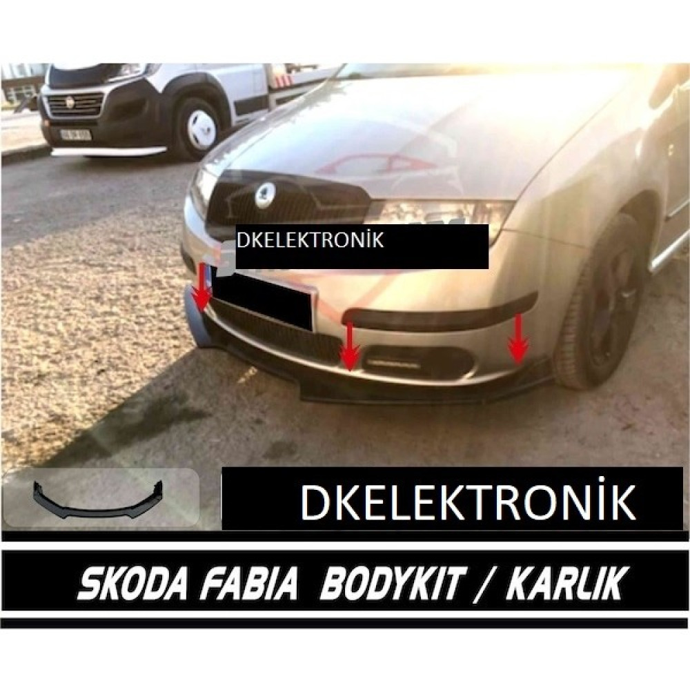 DK Elektronik Skoda Fabia 2002-2005 Ön Tampon Eki Body Kit Karlık Lip Siyah Oto Boyaları Fiyatı