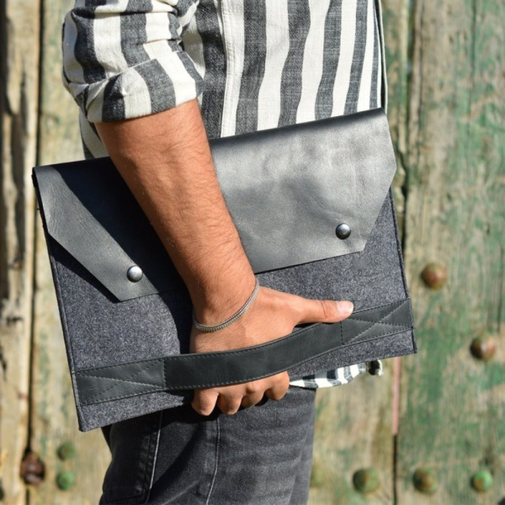 DK LEATHER Macbook Pro 15.6" ve 16" Kılıfı/bilgisayar, Notebook, Laptop ve Evrak Çantası Loki Siyah - Gri Deri - 16 inç Dizüstü Bilgisayar Aksesuarları Fiyatı