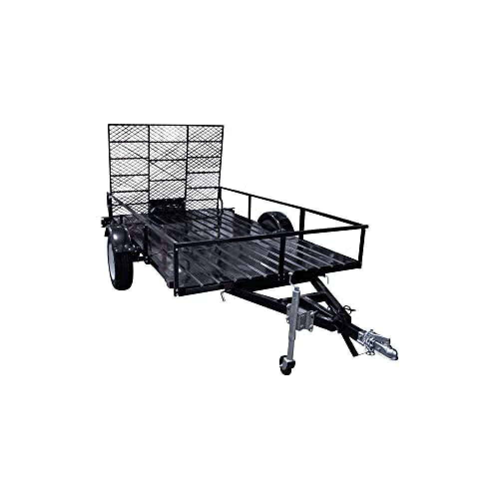 DK2 6 ft. x 10 ft. Single Axle Black UV Powder Coated Open Rail Trailer