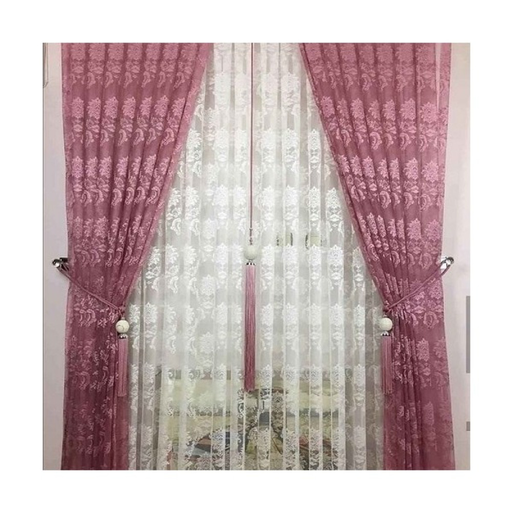 DKF PERDE Gülkurusu Tül Fon Perde -2 Kanat - 90 x 260 cm - Gül Kurusu Fon Perde Fiyatı