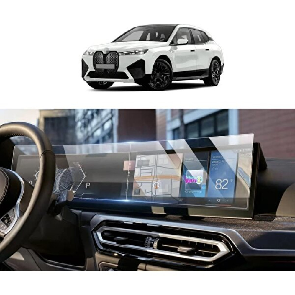 Dkm Bmw Ix 12.3" Dijital Gösterge 14.9" Multimedya Ekran Koruyucu Kırılmaz Şeffaf Temperli Nano Cam Oto Teypleri Fiyatı