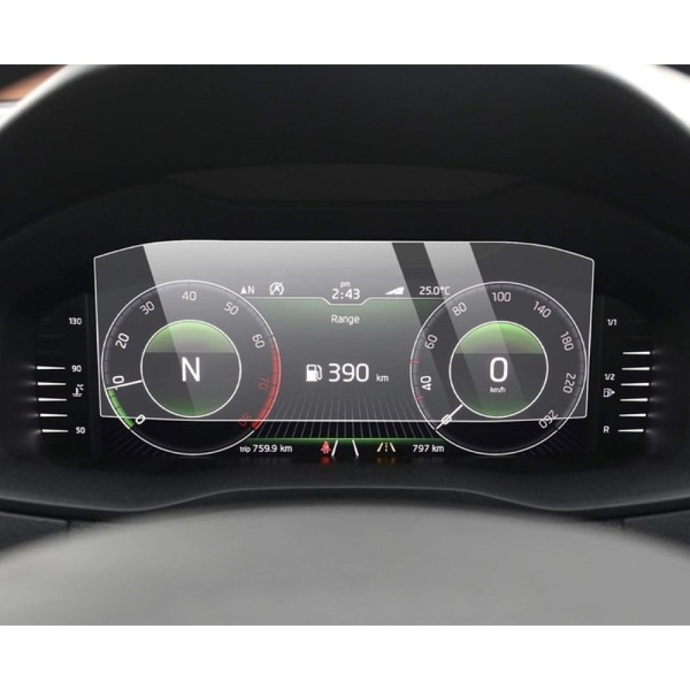 Dkm Skoda Karoq Dijital Gösterge Ekran Koruyucu Kırılmaz Şeffaf Temperli Nano Cam Oto Teypleri Fiyatı