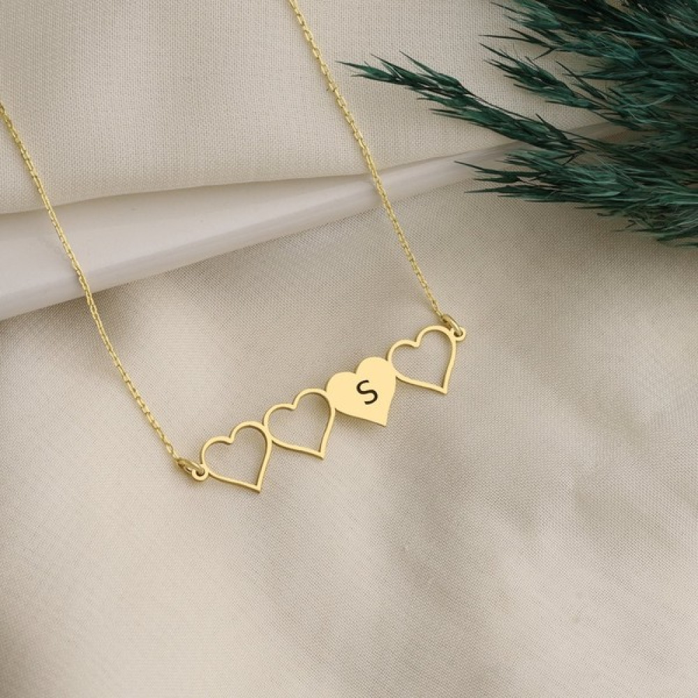 Dkmn Silver Kalpli Sıralı Harf Kolye Kadın Isimli Gümüş Kolye - Gold - 40 cm Gümüş Kolye Fiyatı
