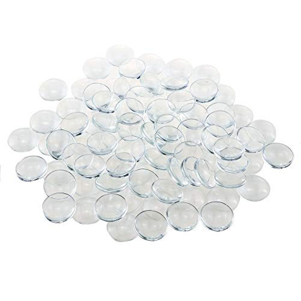 DLOnline 100 Pieces 30mm Transparent Glass Cabochons, Clear Glass Dome Cabochon, Non-calibrated Round 1.18 inch/30mm for Photo Pendant Craft Jewelry Making