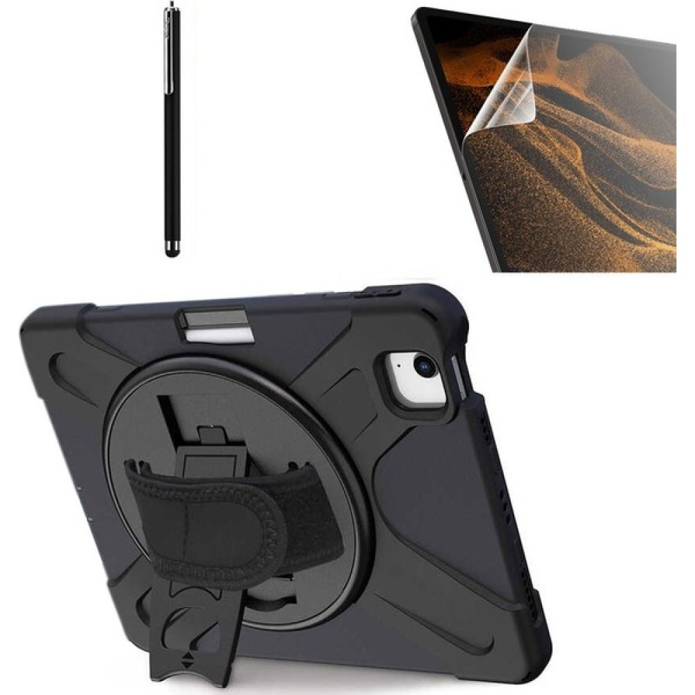 Dlrcase Apple iPad Air 10.9 2022 5.nesil Uyumlu Kılıf Defender Tablet Tank Koruma Standlı DF22 + Nano + Kalem Siyah Tablet Kılıfı Fiyatı