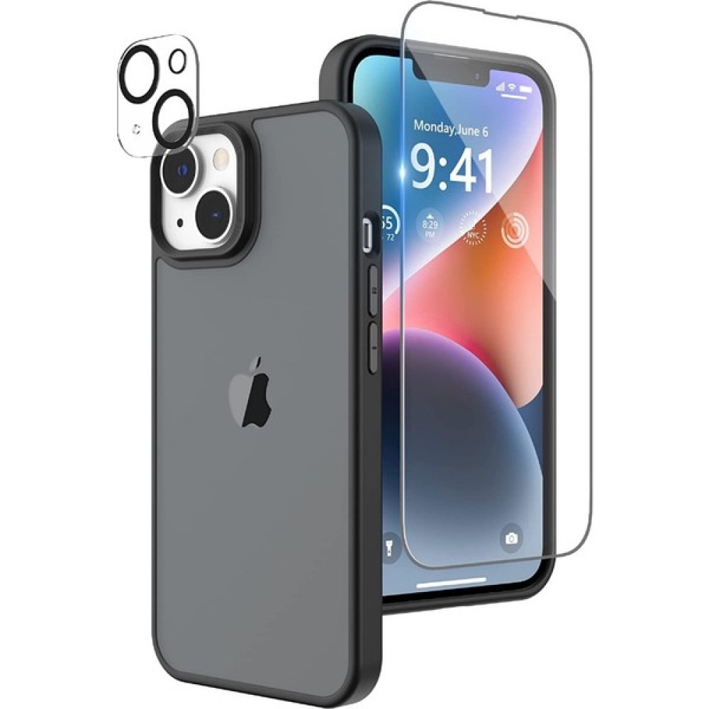 Dlrcase Apple iPhone 13 Kılıf Impact Alpin Mat Buzlu Kapak Siyah + Nano Ekran Koruyucu + Kamera Koruyucu Cep Telefonu Kılıfı Fiyatı