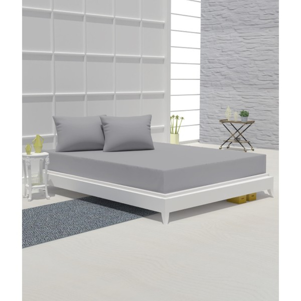 Dm Home Collection Dm Home Ranforce Fıtted Çarşaf Seti ( Yastıklı ) - 180 X 200 - Açık Gri Çarşaf Fiyatı