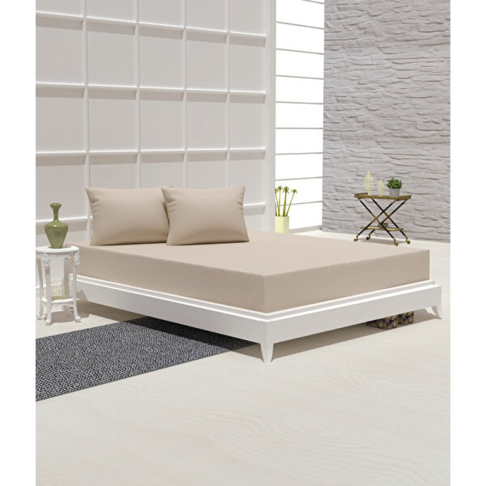 Dm Home Ranforce Fıtted Çarşaf Seti ( Yastıklı ) - 180 X 200 - Açık Kahverengi Çarşaf Fiyatı