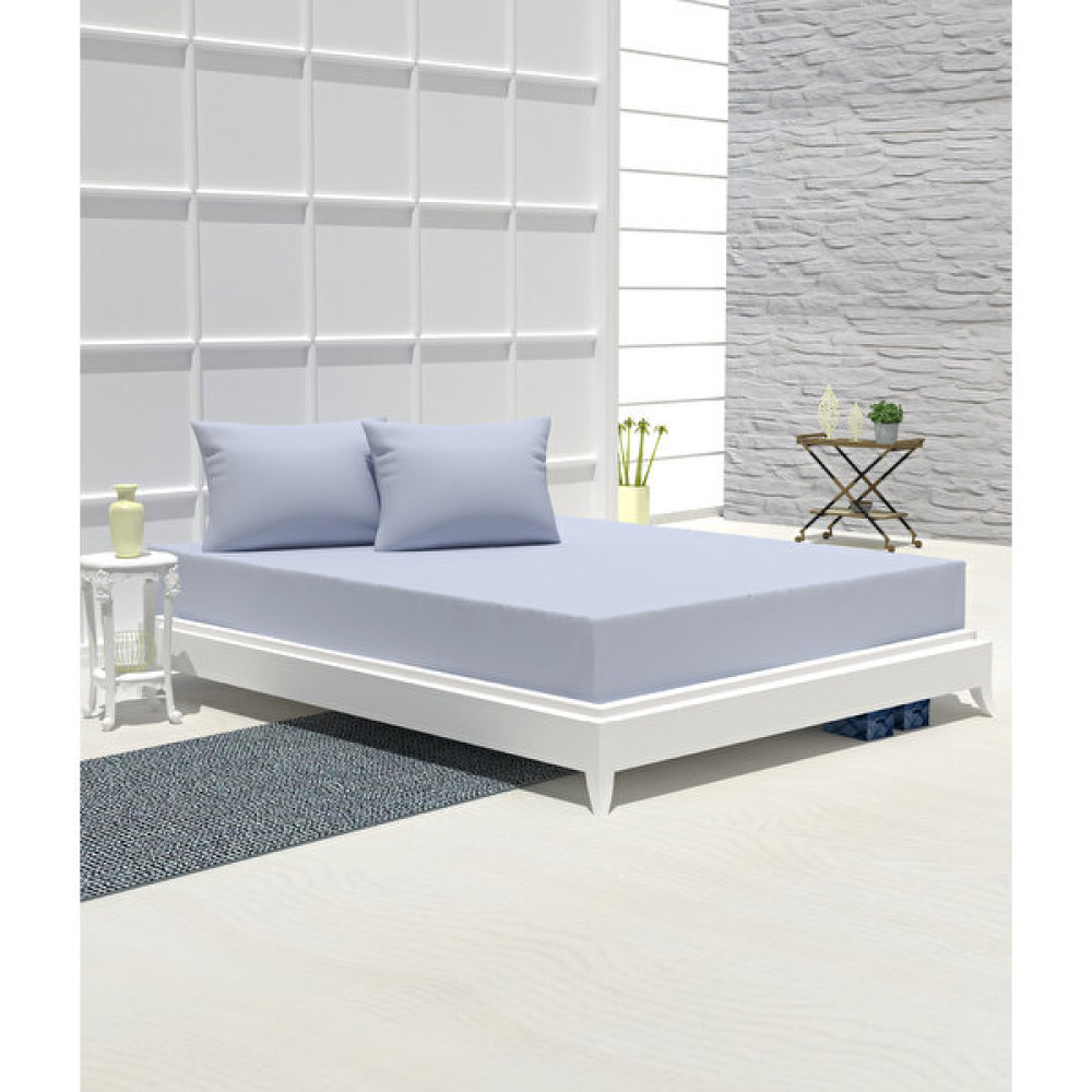 Dm Home Ranforce Fıtted Çarşaf Seti ( Yastıklı ) - 180 X 200 - Açık Mavi Çarşaf Fiyatı