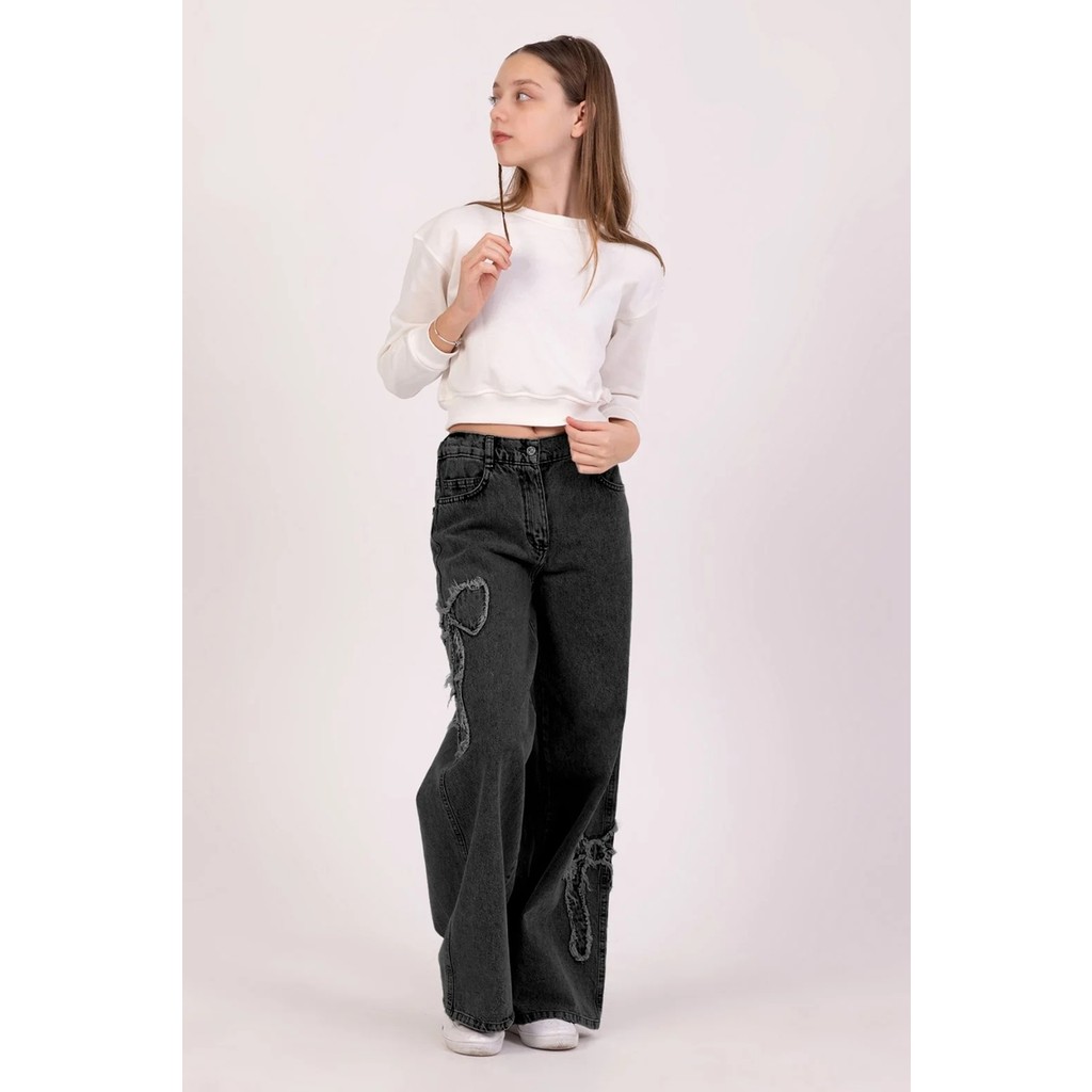 Dmb Boys & Girls Kız Çocuk Kurdele Işlemeli Kot Pantolon Füme Giyim & İç Giyim Fiyatı